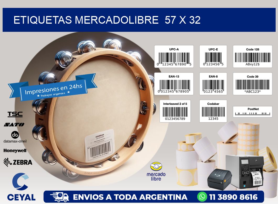 ETIQUETAS MERCADOLIBRE  57 x 32