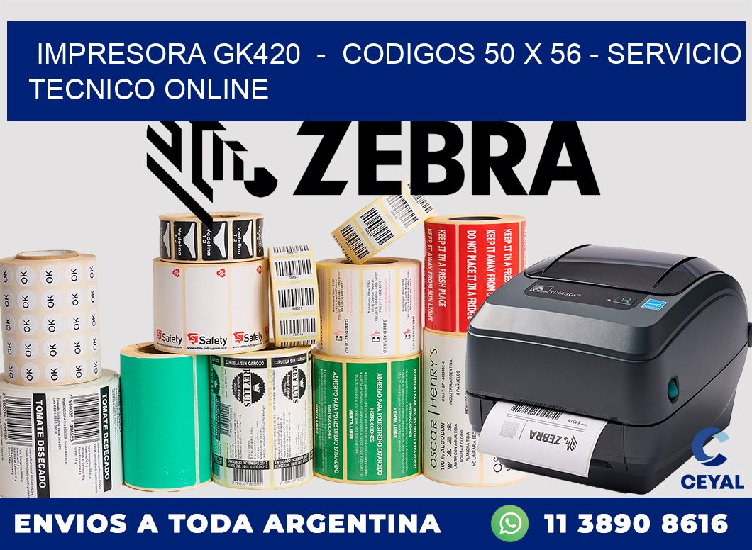 IMPRESORA GK420  -  CODIGOS 50 x 56 - SERVICIO TECNICO ONLINE