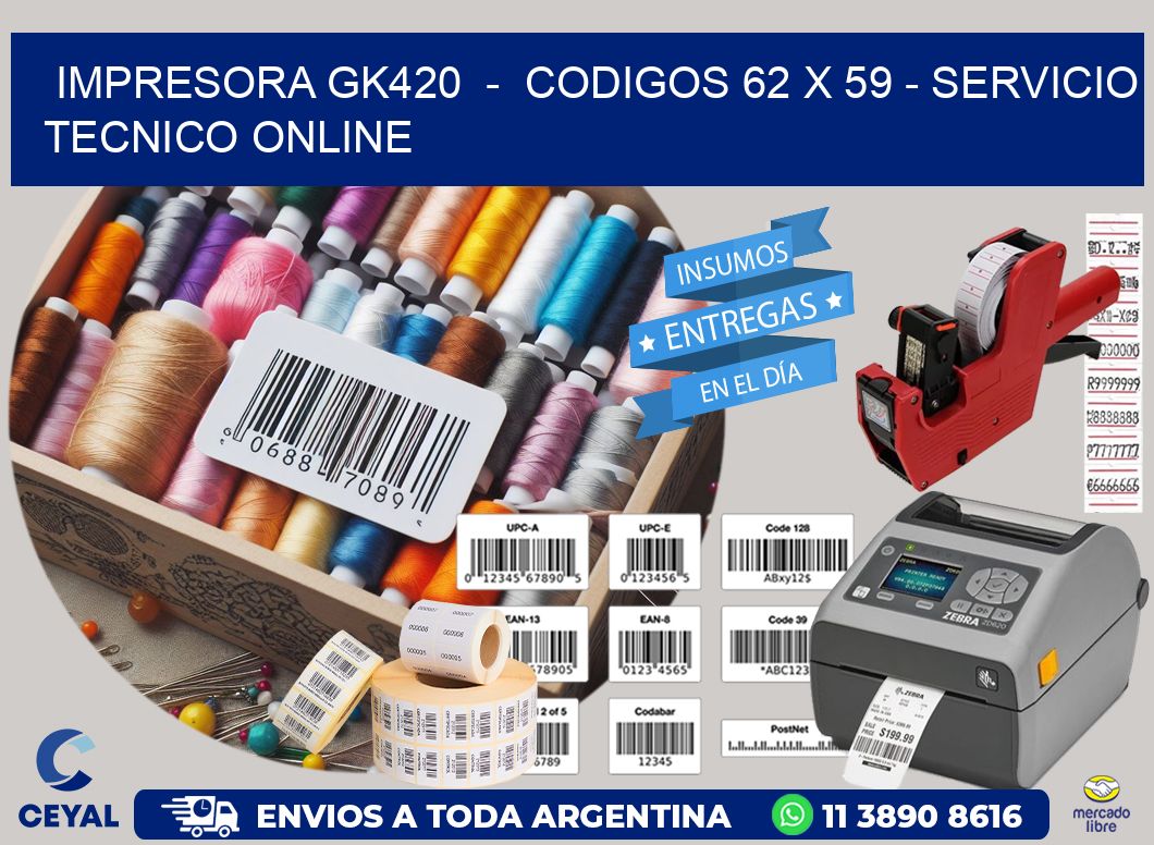 IMPRESORA GK420  -  CODIGOS 62 x 59 - SERVICIO TECNICO ONLINE