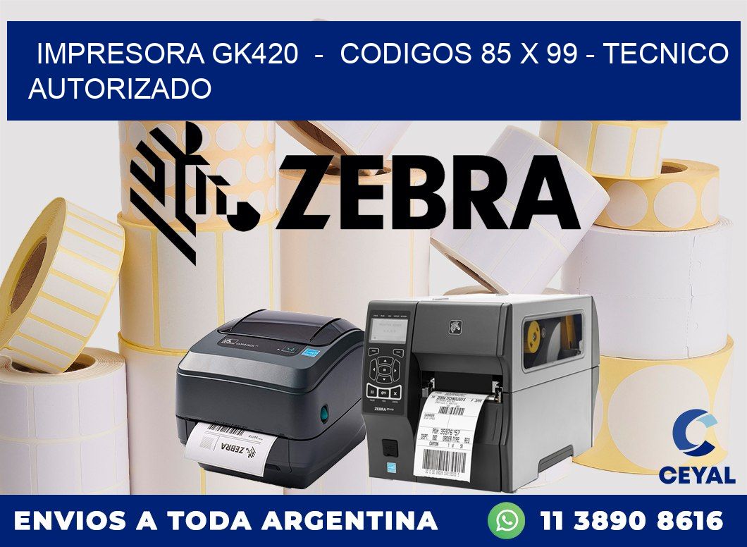 IMPRESORA GK420  -  CODIGOS 85 x 99 - TECNICO AUTORIZADO