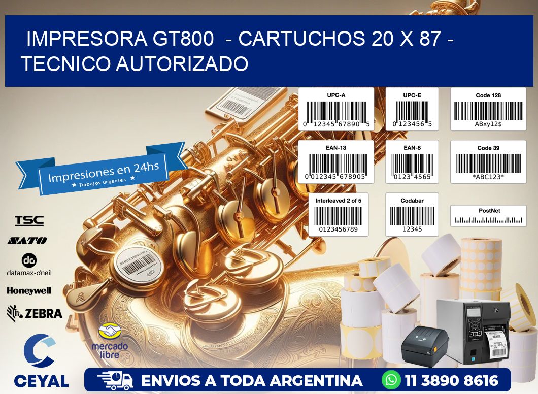 IMPRESORA GT800  – CARTUCHOS 20 x 87 – TECNICO AUTORIZADO