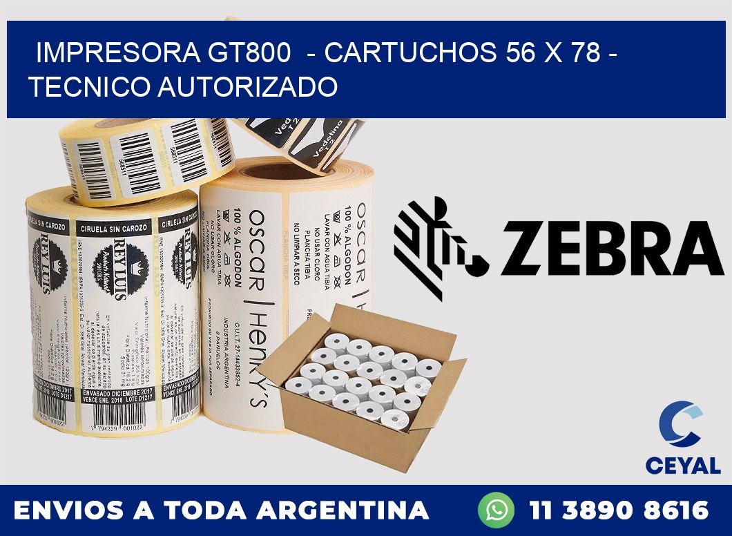 IMPRESORA GT800  - CARTUCHOS 56 x 78 - TECNICO AUTORIZADO