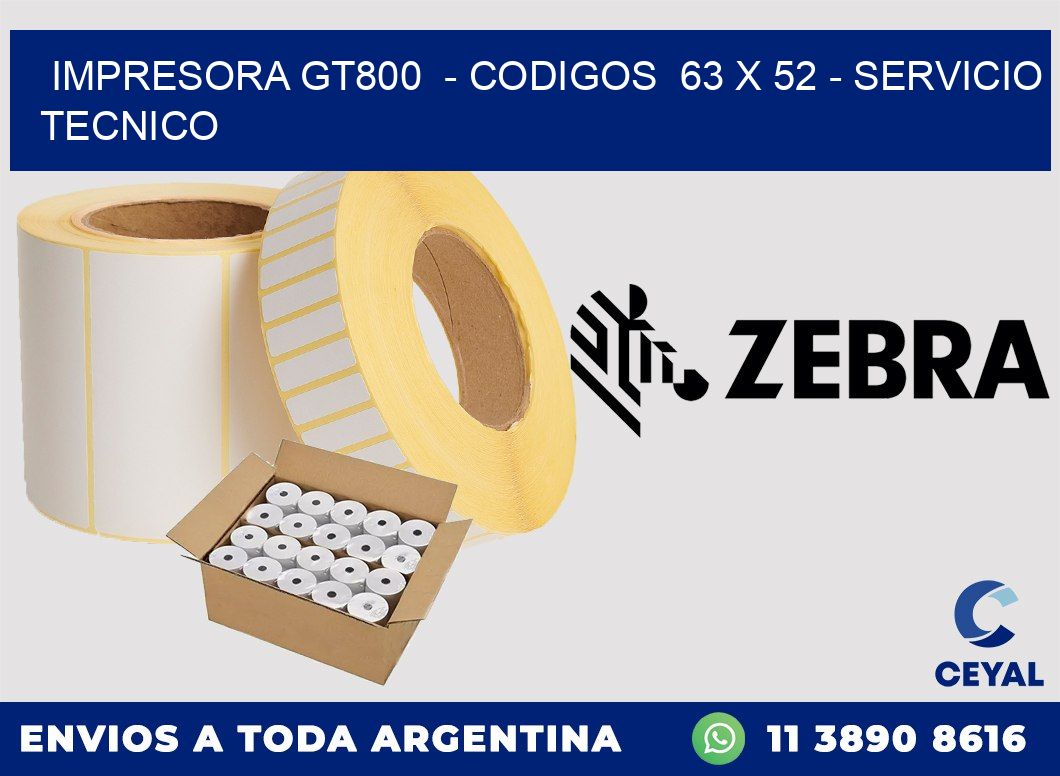 IMPRESORA GT800  - CODIGOS  63 x 52 - SERVICIO TECNICO