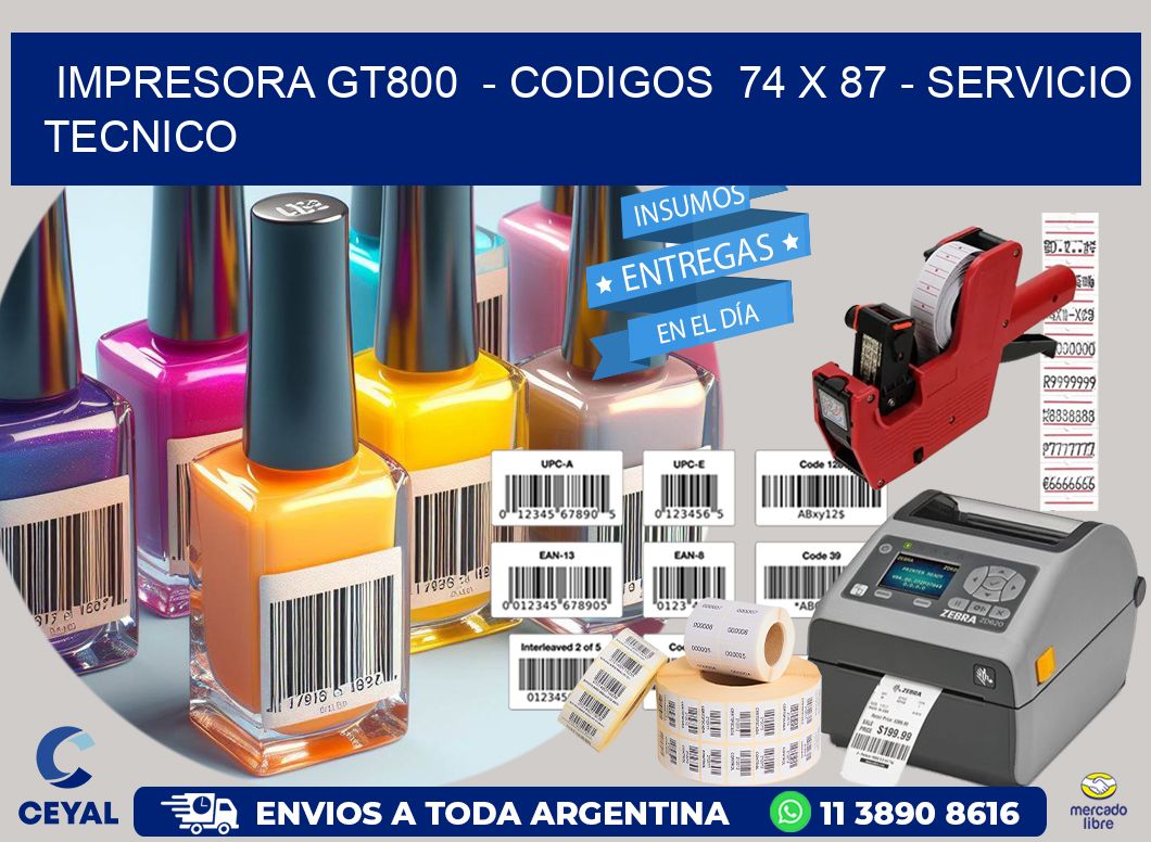 IMPRESORA GT800  - CODIGOS  74 x 87 - SERVICIO TECNICO