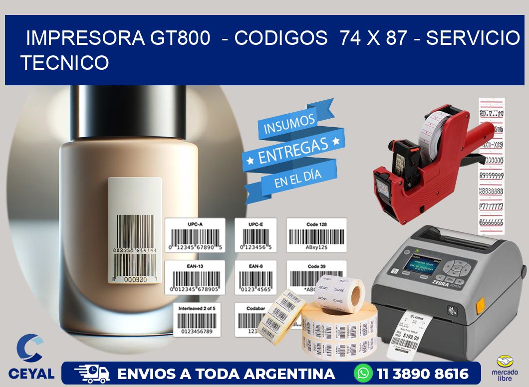 IMPRESORA GT800  - CODIGOS  74 x 87 - SERVICIO TECNICO