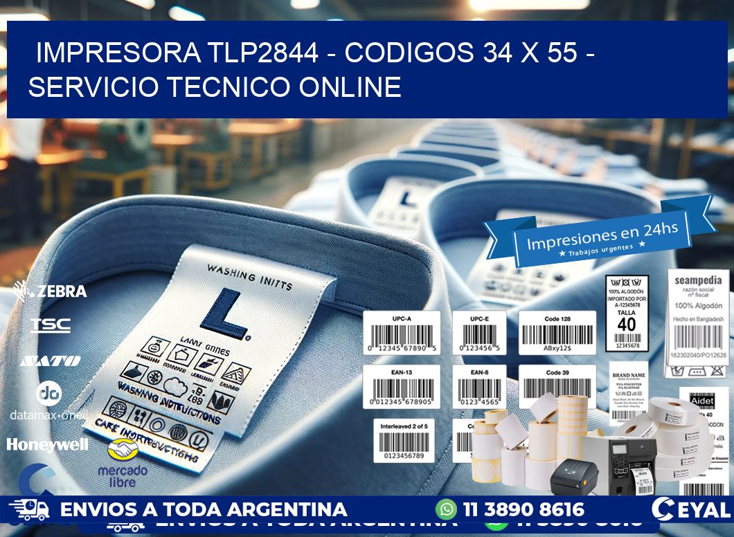 IMPRESORA TLP2844 - CODIGOS 34 x 55 - SERVICIO TECNICO ONLINE