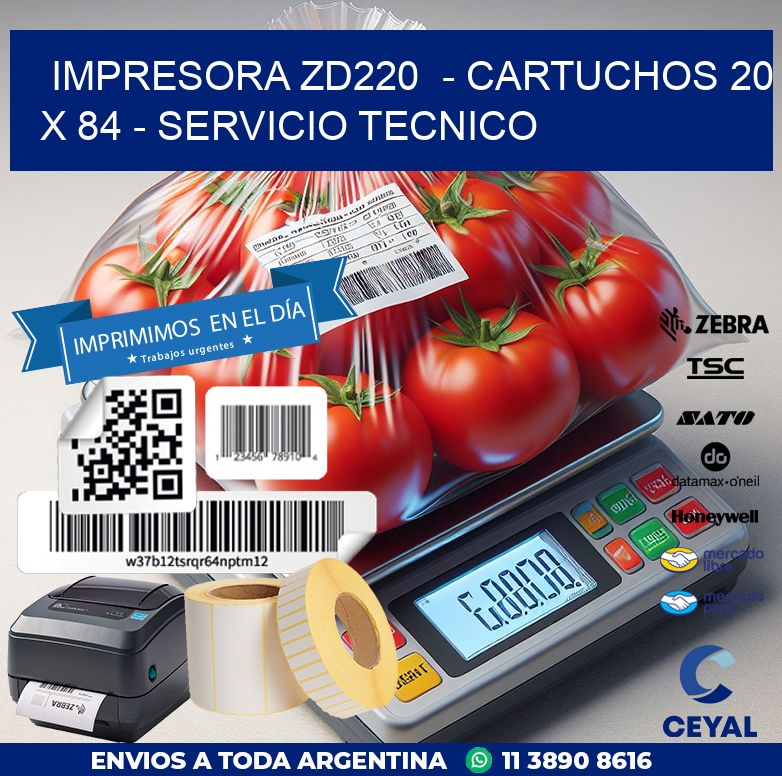 IMPRESORA ZD220  – CARTUCHOS 20 x 84 – SERVICIO TECNICO