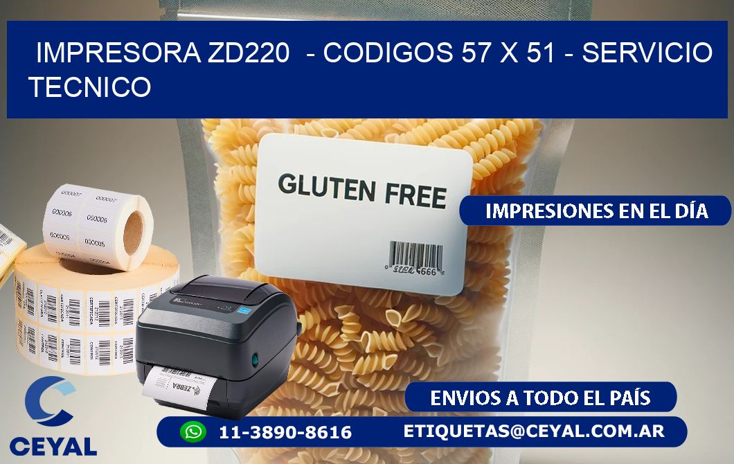 IMPRESORA ZD220  - CODIGOS 57 x 51 - SERVICIO TECNICO