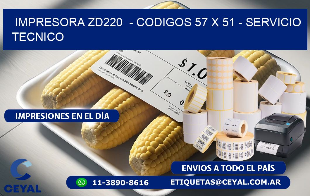 IMPRESORA ZD220  - CODIGOS 57 x 51 - SERVICIO TECNICO