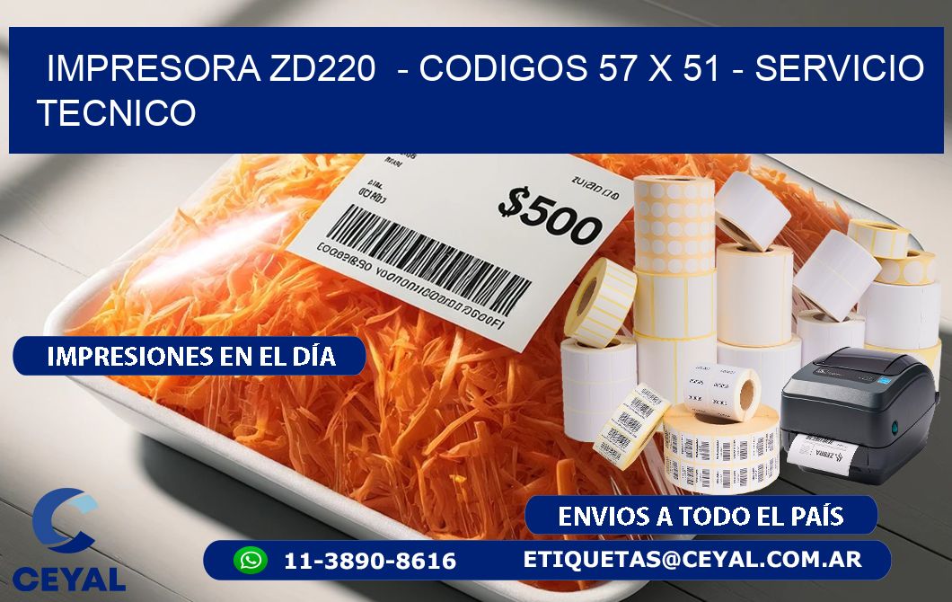 IMPRESORA ZD220  - CODIGOS 57 x 51 - SERVICIO TECNICO