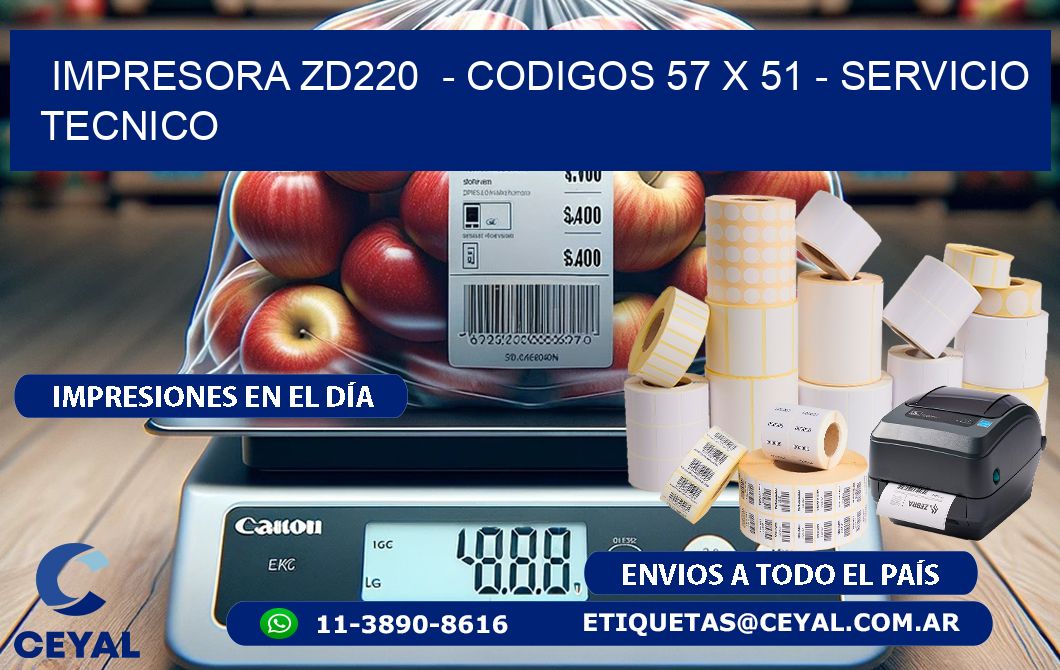 IMPRESORA ZD220  – CODIGOS 57 x 51 – SERVICIO TECNICO