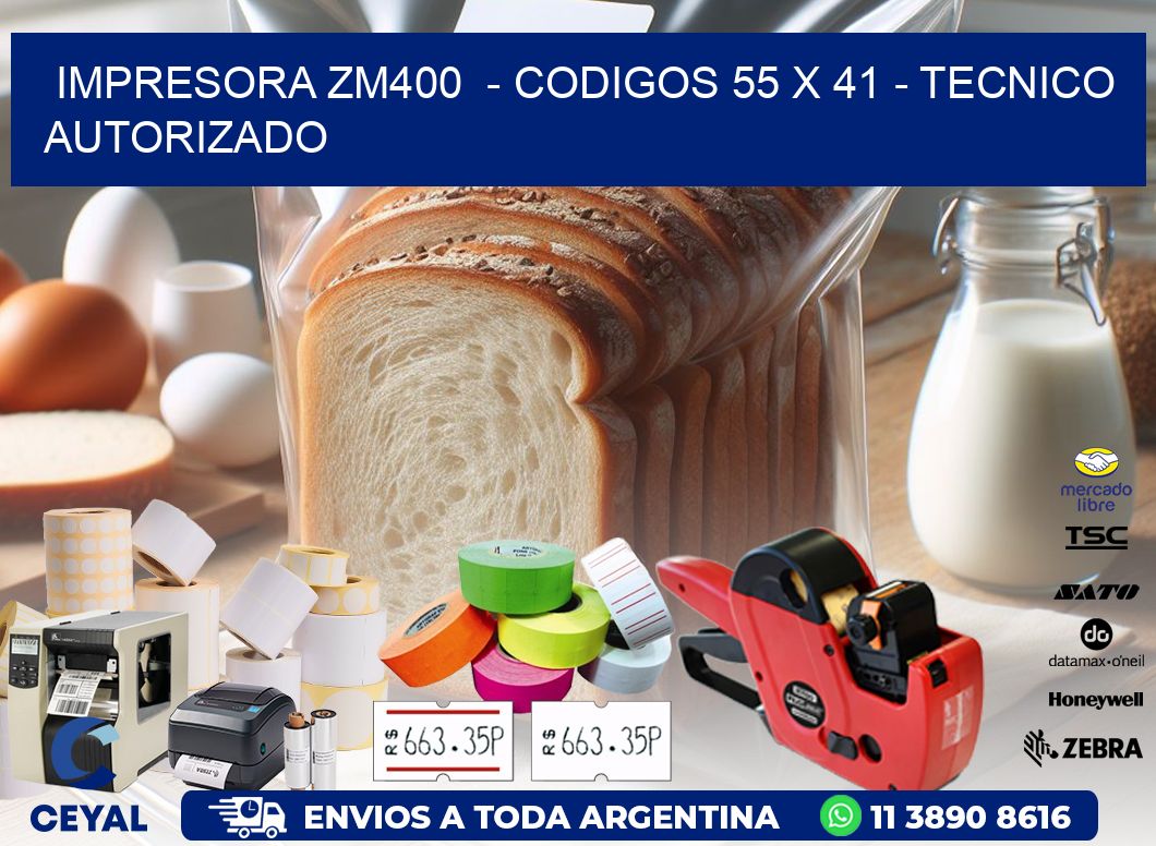 IMPRESORA ZM400  - CODIGOS 55 x 41 - TECNICO AUTORIZADO