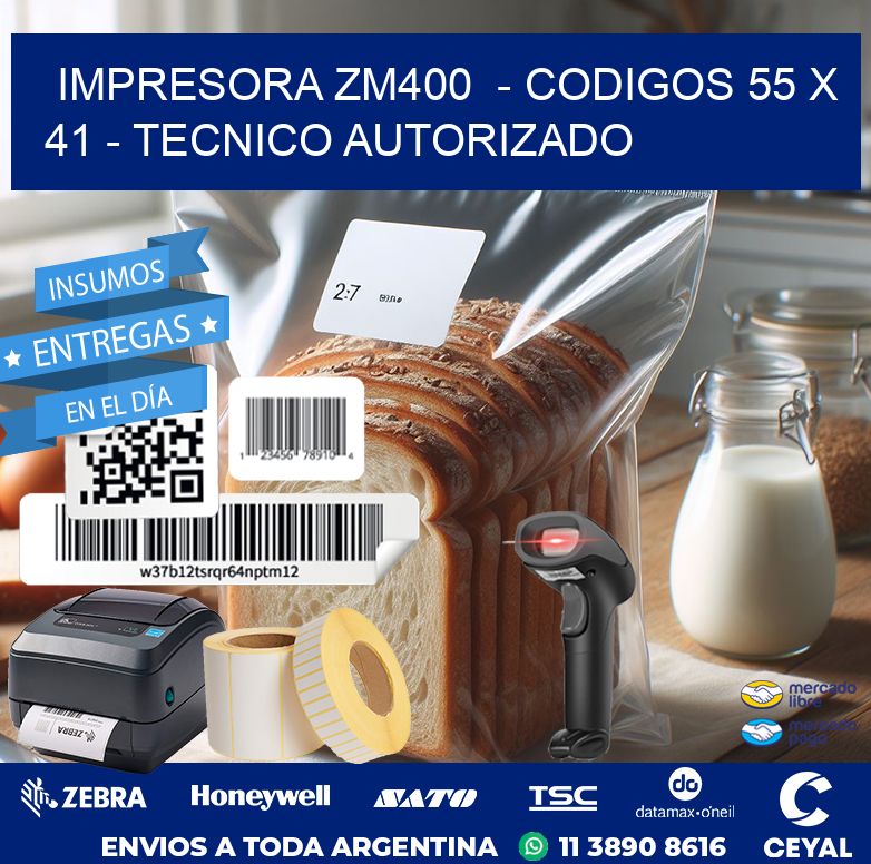 IMPRESORA ZM400  – CODIGOS 55 x 41 – TECNICO AUTORIZADO