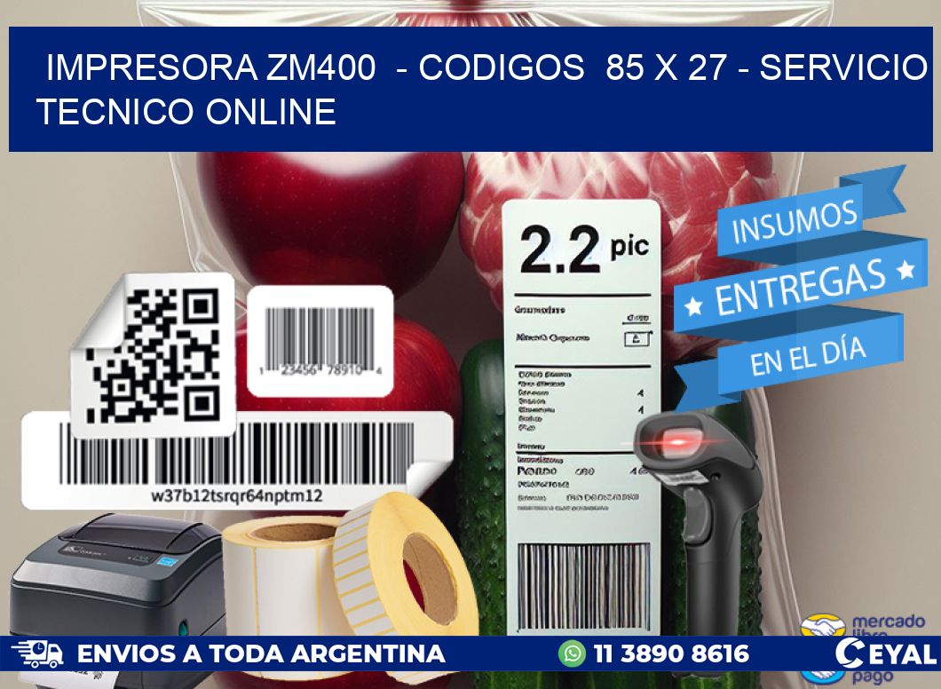 IMPRESORA ZM400  - CODIGOS  85 x 27 - SERVICIO TECNICO ONLINE