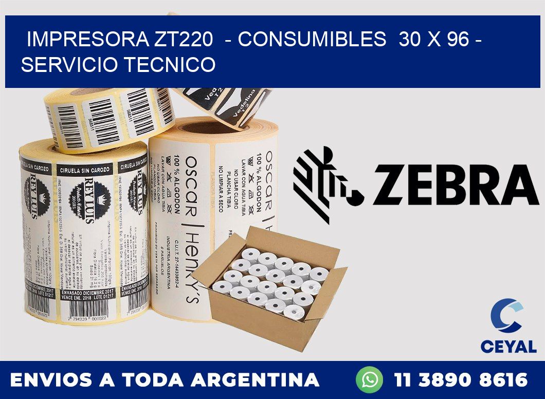 IMPRESORA ZT220  - CONSUMIBLES  30 x 96 - SERVICIO TECNICO