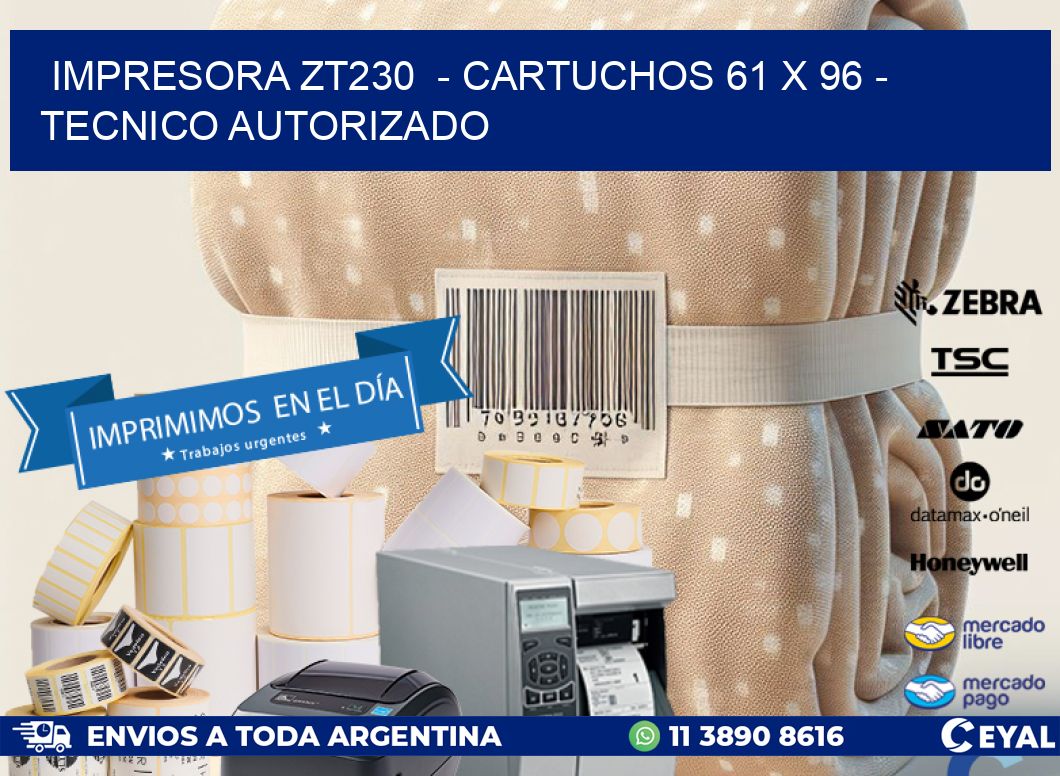 IMPRESORA ZT230  - CARTUCHOS 61 x 96 - TECNICO AUTORIZADO