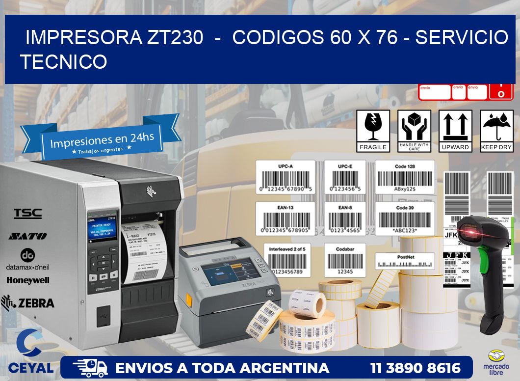 IMPRESORA ZT230  -  CODIGOS 60 x 76 - SERVICIO TECNICO