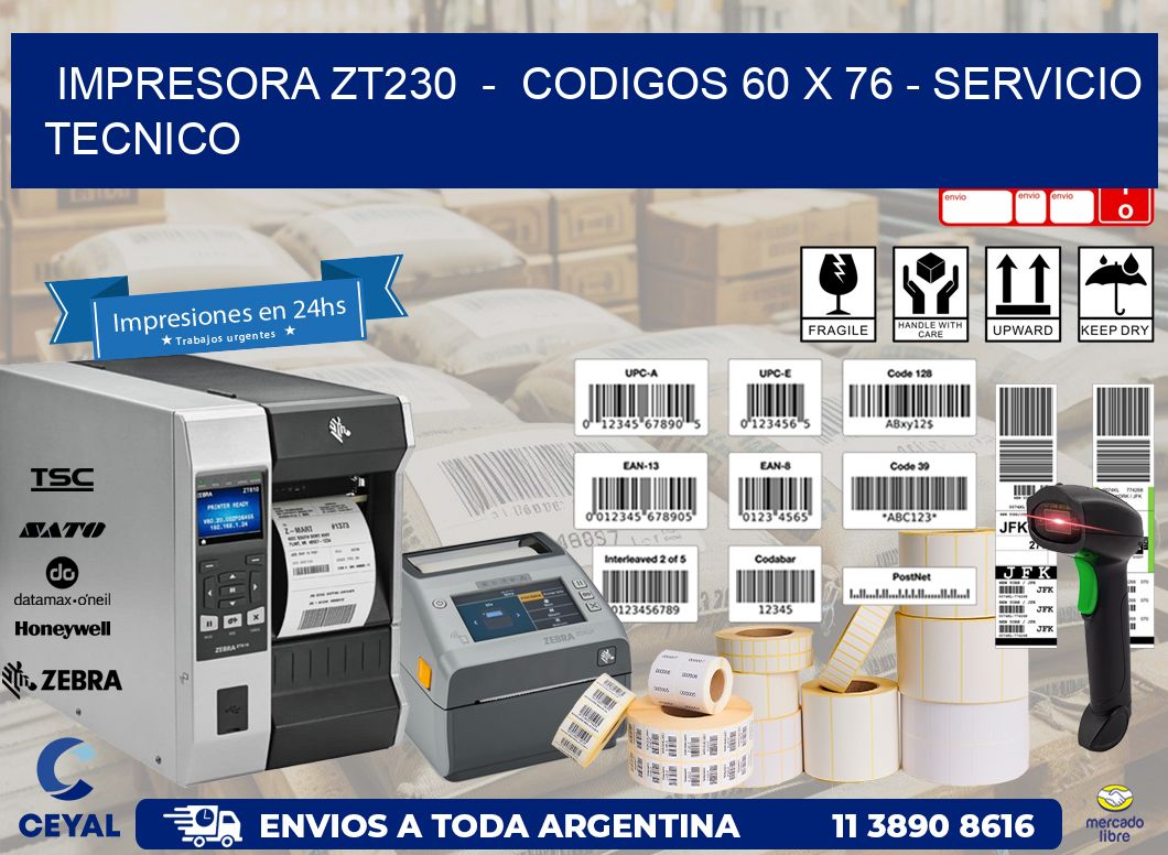 IMPRESORA ZT230  -  CODIGOS 60 x 76 - SERVICIO TECNICO