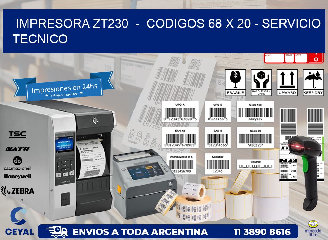 IMPRESORA ZT230  -  CODIGOS 68 x 20 - SERVICIO TECNICO