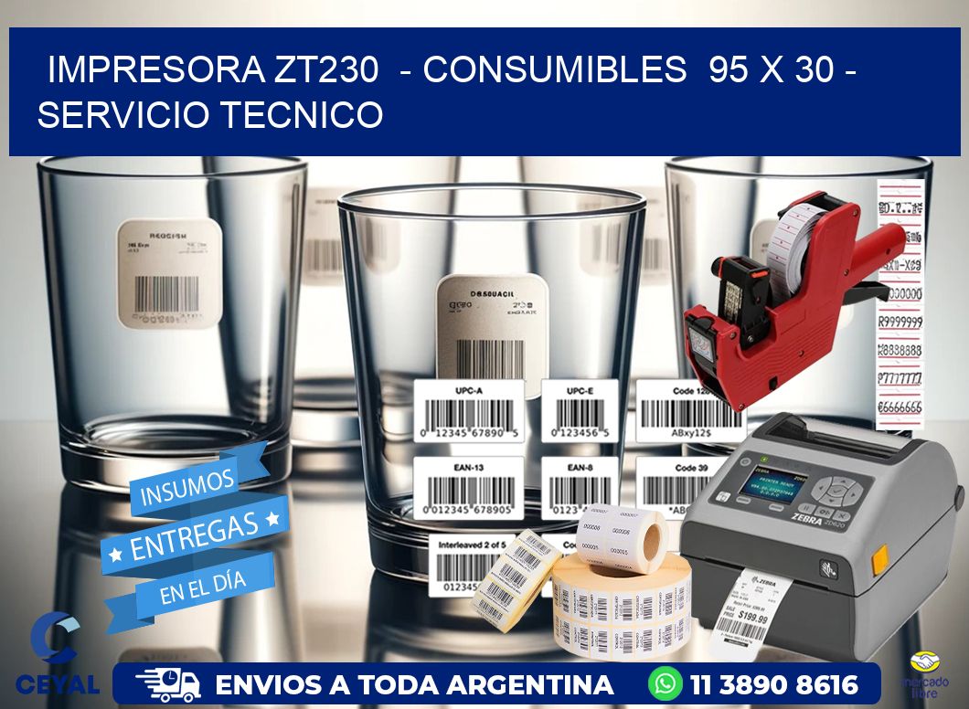 IMPRESORA ZT230  - CONSUMIBLES  95 x 30 - SERVICIO TECNICO