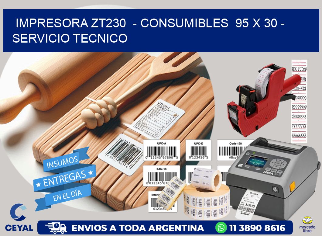 IMPRESORA ZT230  – CONSUMIBLES  95 x 30 – SERVICIO TECNICO