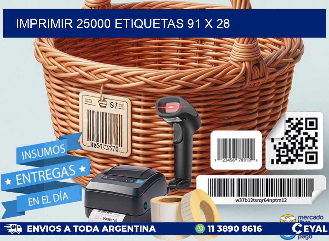 IMPRIMIR 25000 ETIQUETAS 91 x 28