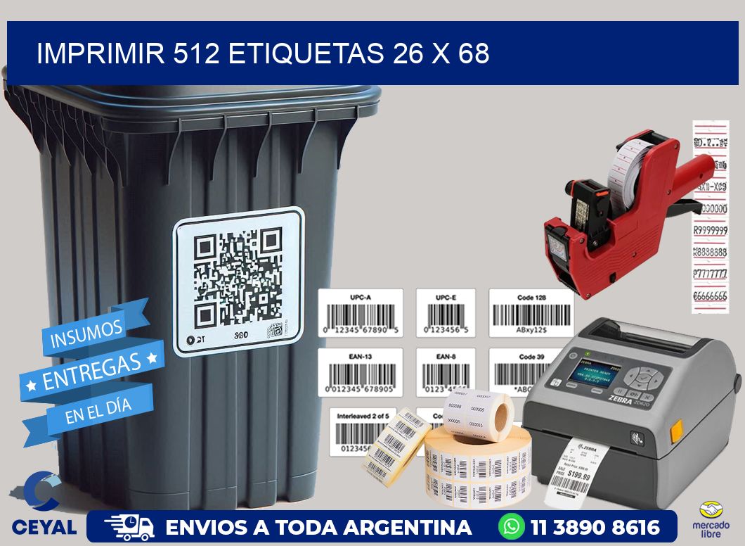 IMPRIMIR 512 ETIQUETAS 26 x 68