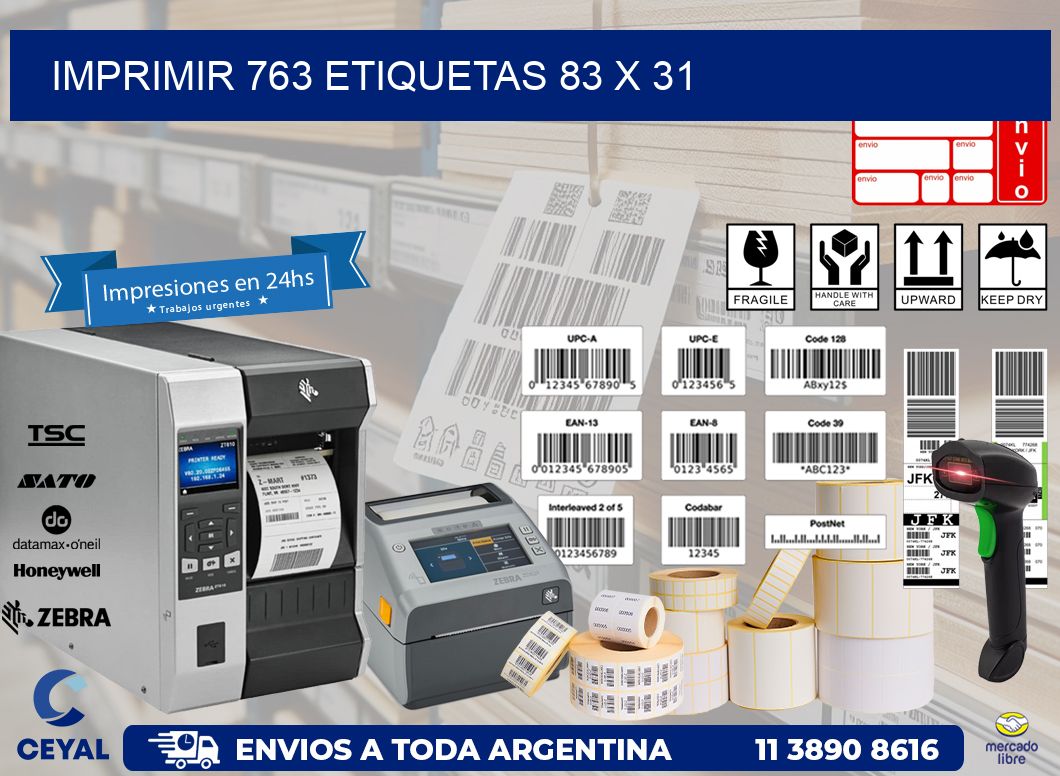 IMPRIMIR 763 ETIQUETAS 83 x 31