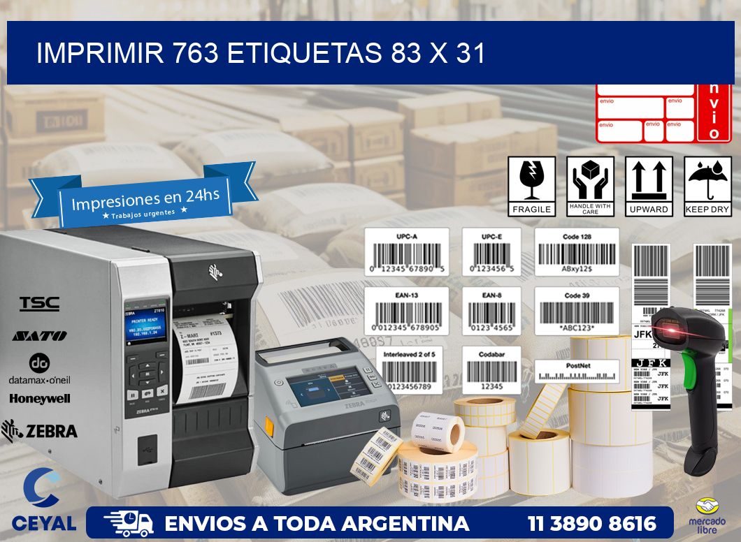 IMPRIMIR 763 ETIQUETAS 83 x 31