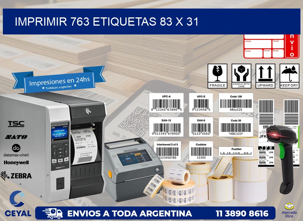 IMPRIMIR 763 ETIQUETAS 83 x 31