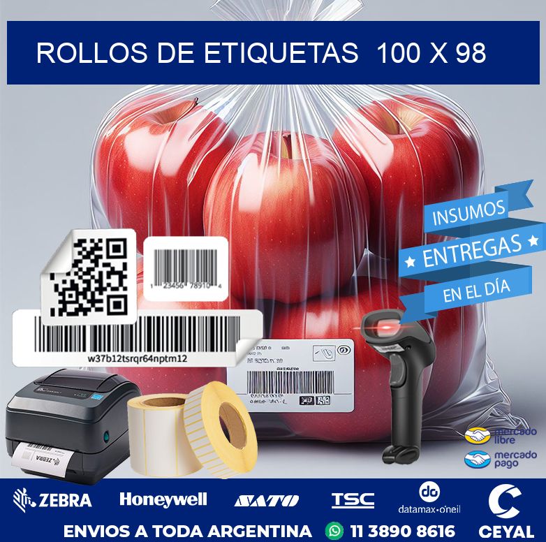 ROLLOS DE ETIQUETAS  100 x 98