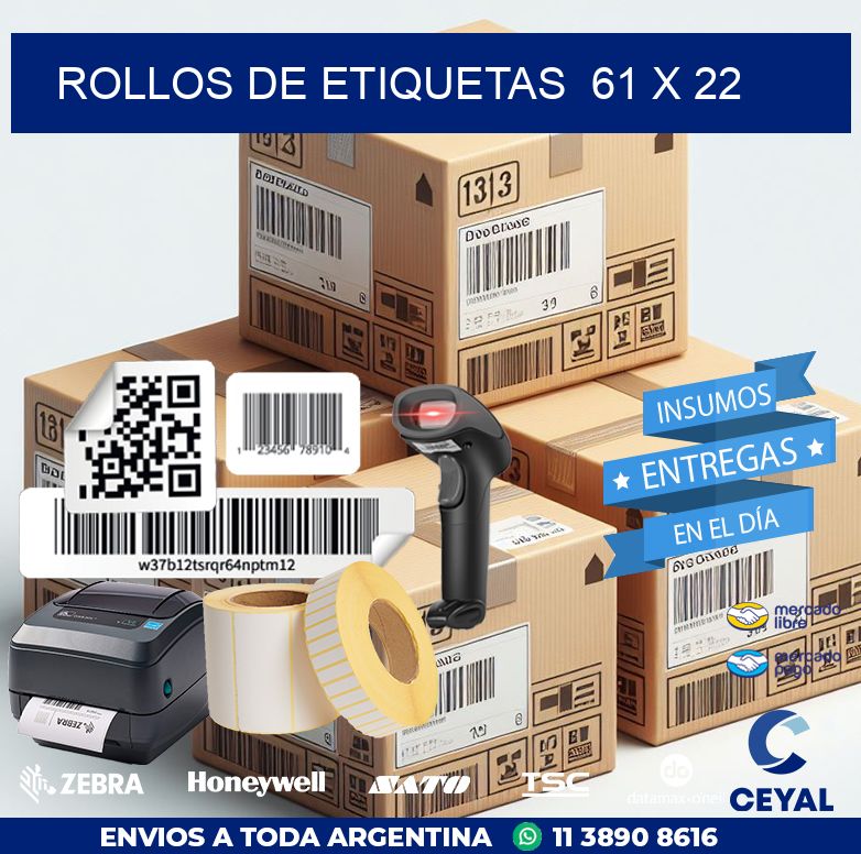 ROLLOS DE ETIQUETAS  61 x 22