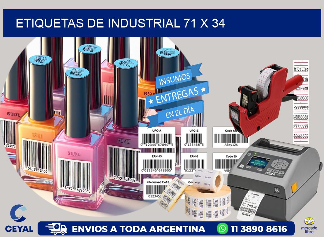 etiquetas de industrial 71 x 34