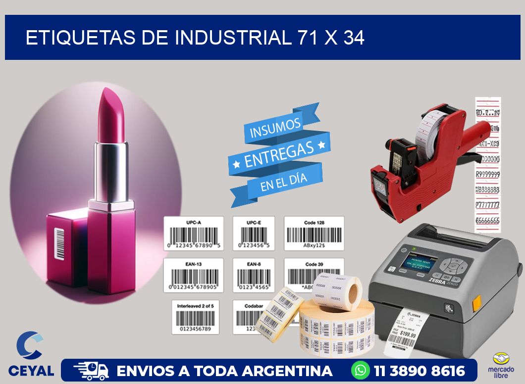 etiquetas de industrial 71 x 34