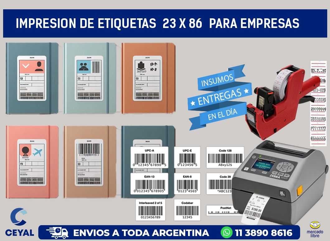 impresion de etiquetas  23 x 86  para empresas