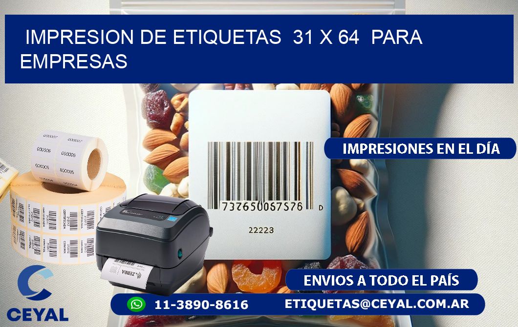 impresion de etiquetas  31 x 64  para empresas