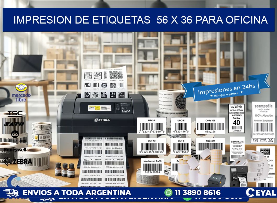 impresion de etiquetas  56 x 36 para oficina