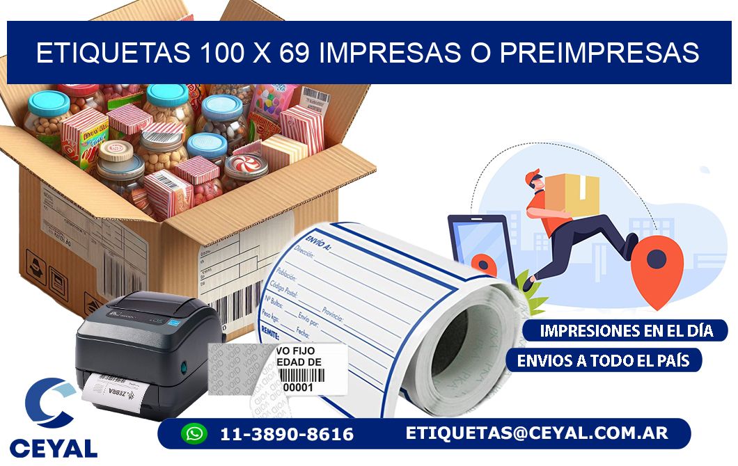 ETIQUETAS 100 x 69 IMPRESAS O PREIMPRESAS