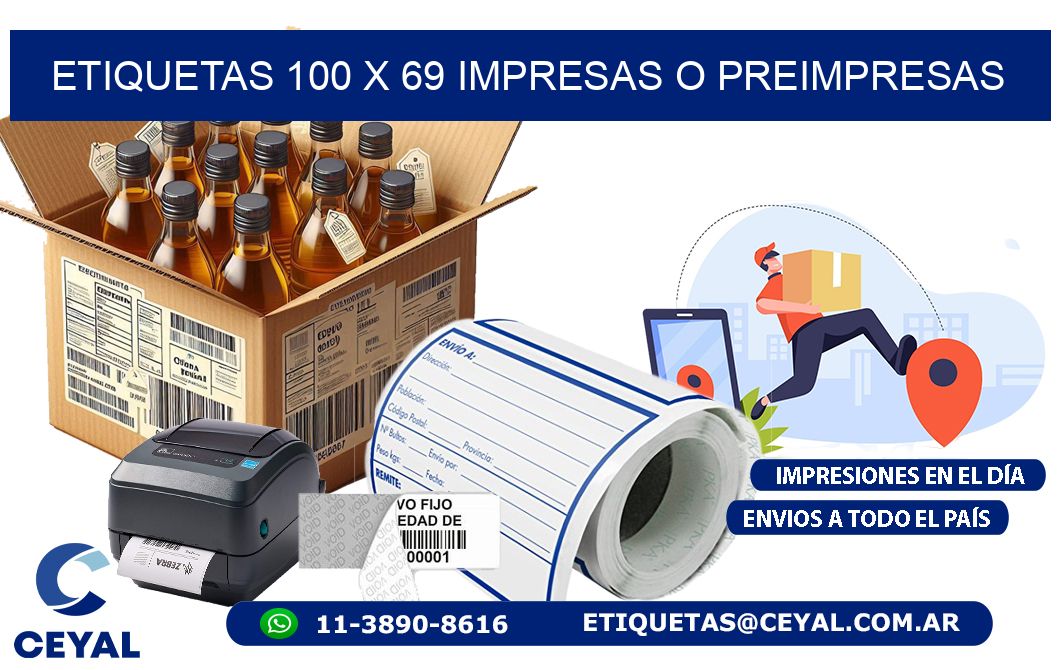 ETIQUETAS 100 x 69 IMPRESAS O PREIMPRESAS