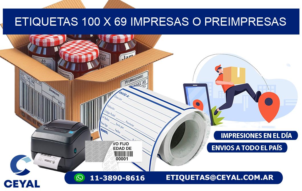 ETIQUETAS 100 x 69 IMPRESAS O PREIMPRESAS