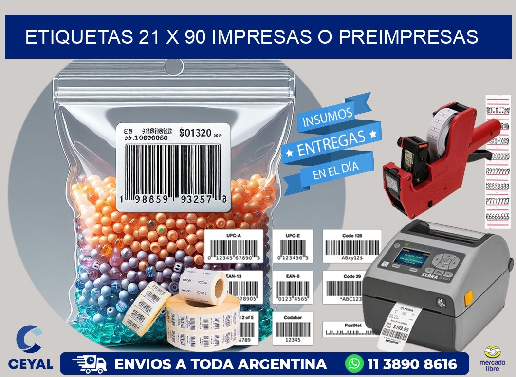 ETIQUETAS 21 x 90 IMPRESAS O PREIMPRESAS