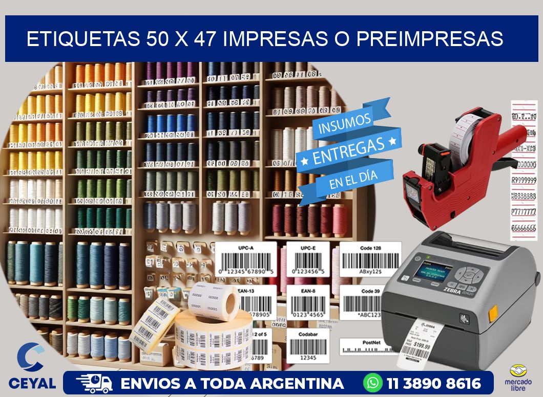 ETIQUETAS 50 x 47 IMPRESAS O PREIMPRESAS