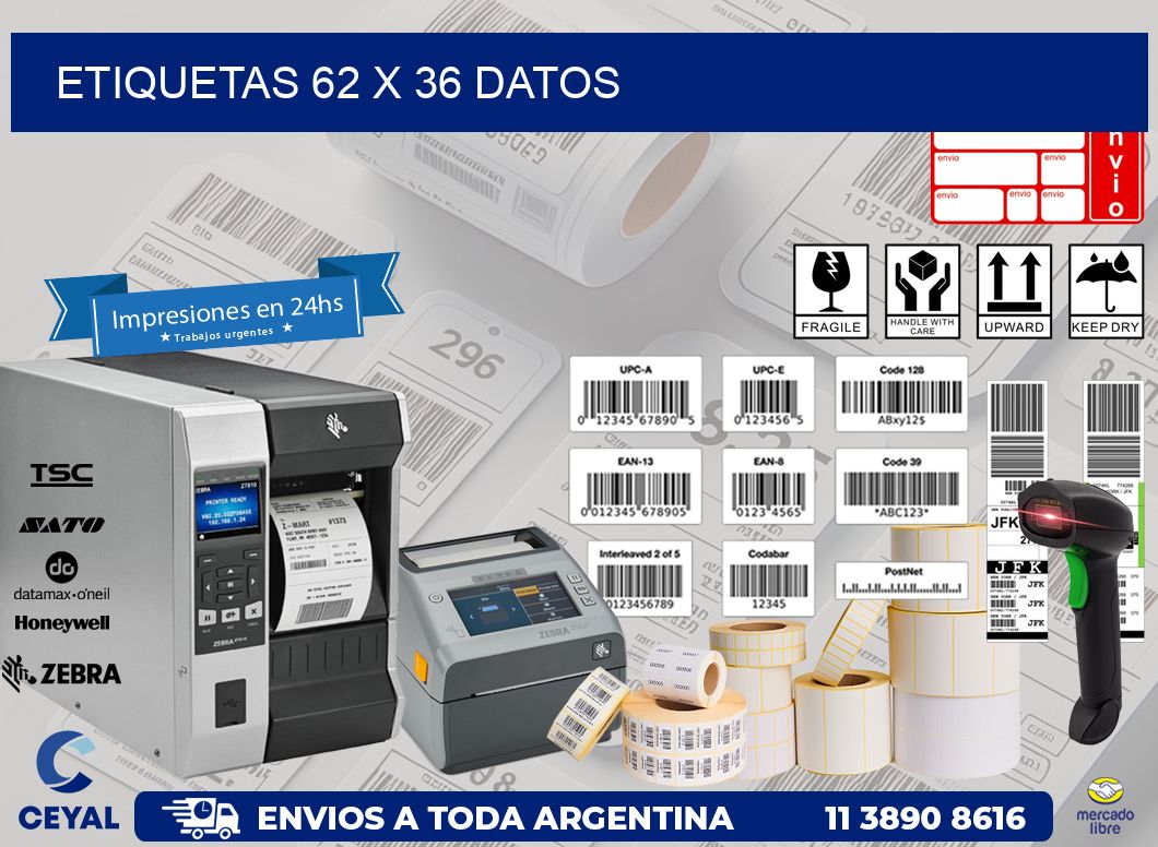 ETIQUETAS 62 x 36 DATOS