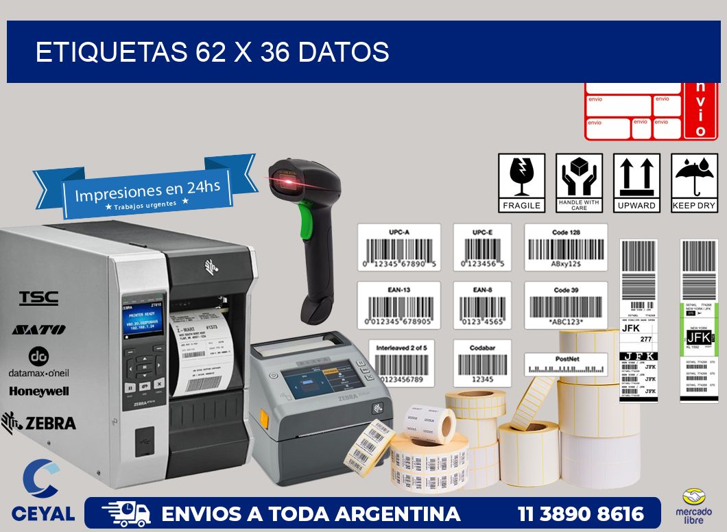 ETIQUETAS 62 x 36 DATOS