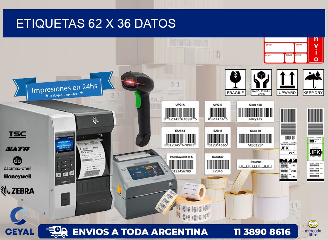 ETIQUETAS 62 x 36 DATOS