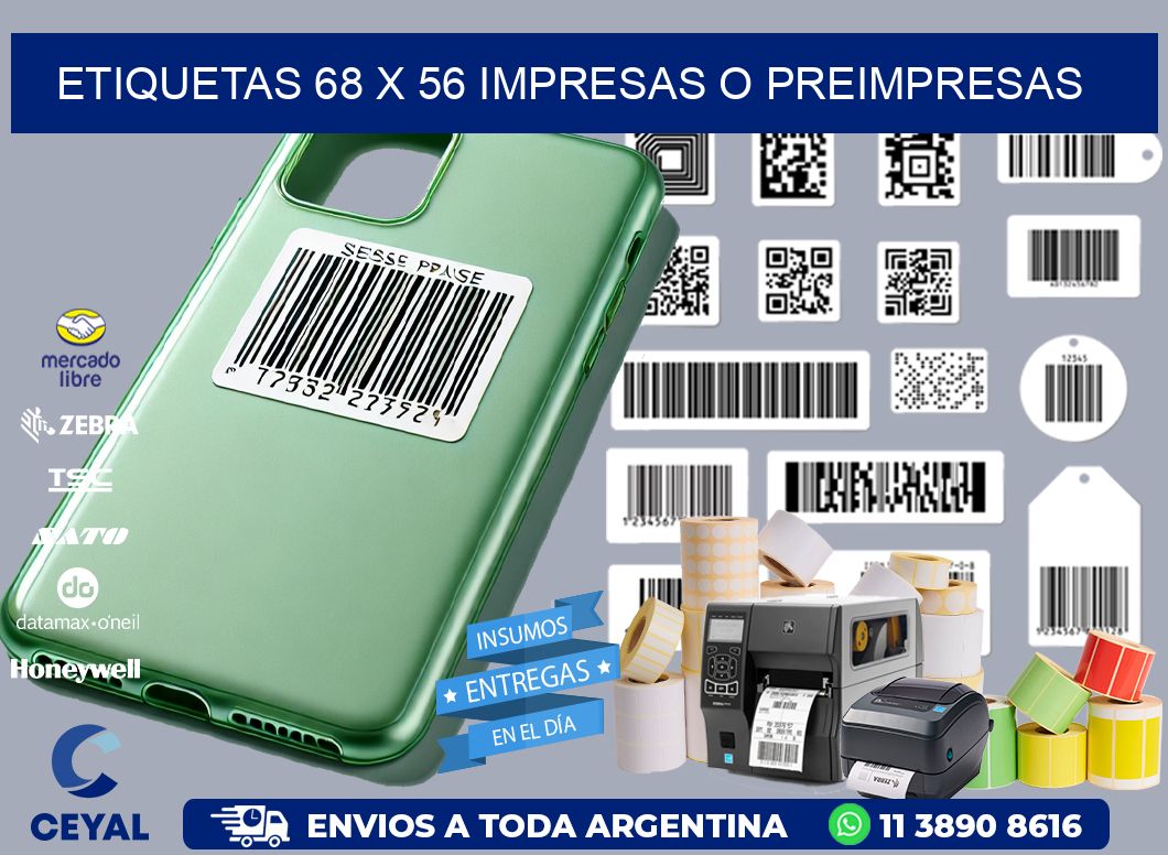 ETIQUETAS 68 x 56 IMPRESAS O PREIMPRESAS