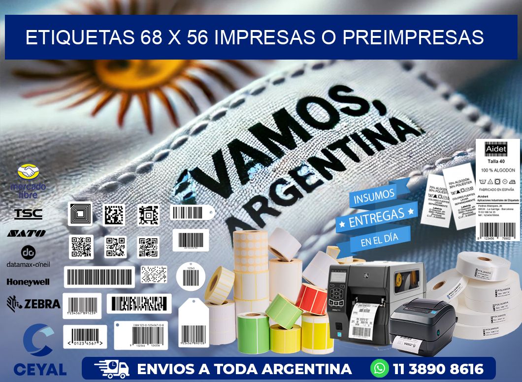 ETIQUETAS 68 x 56 IMPRESAS O PREIMPRESAS