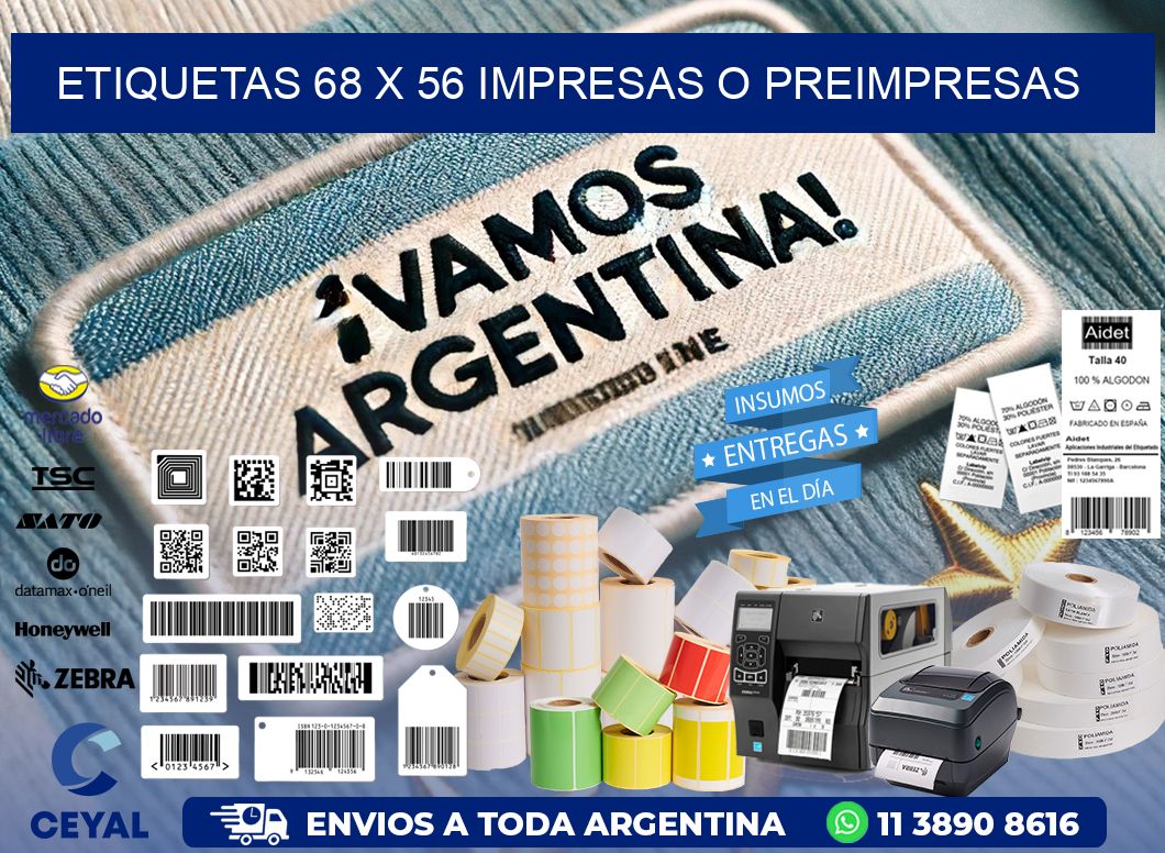 ETIQUETAS 68 x 56 IMPRESAS O PREIMPRESAS