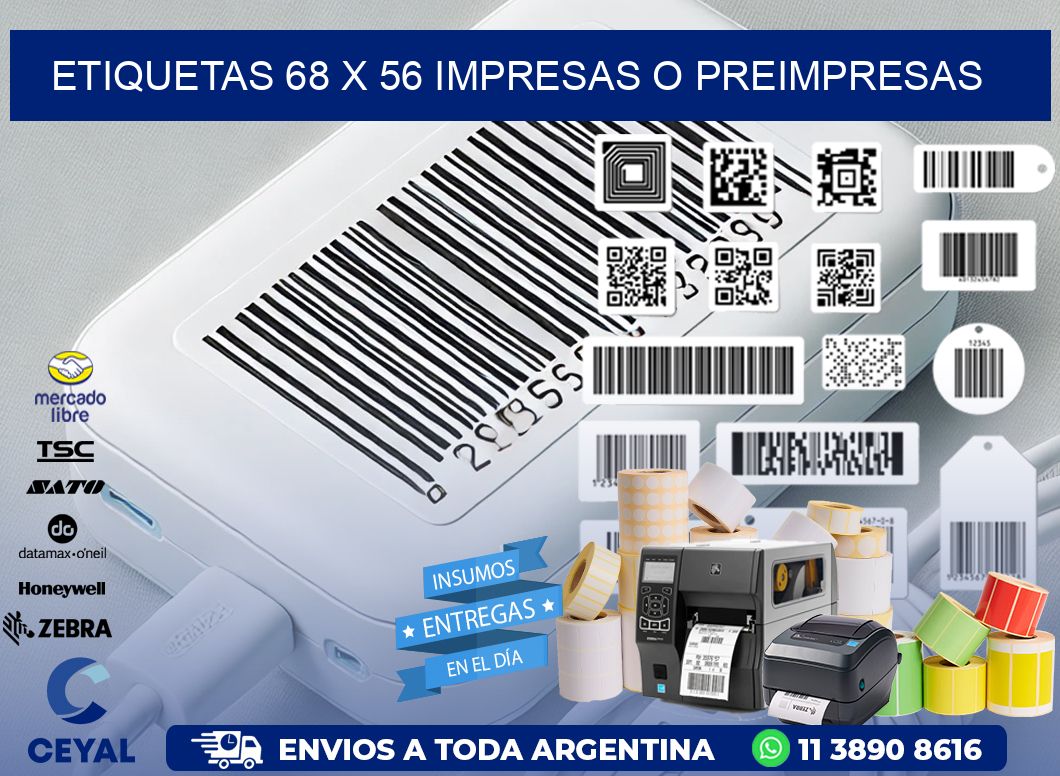 ETIQUETAS 68 x 56 IMPRESAS O PREIMPRESAS