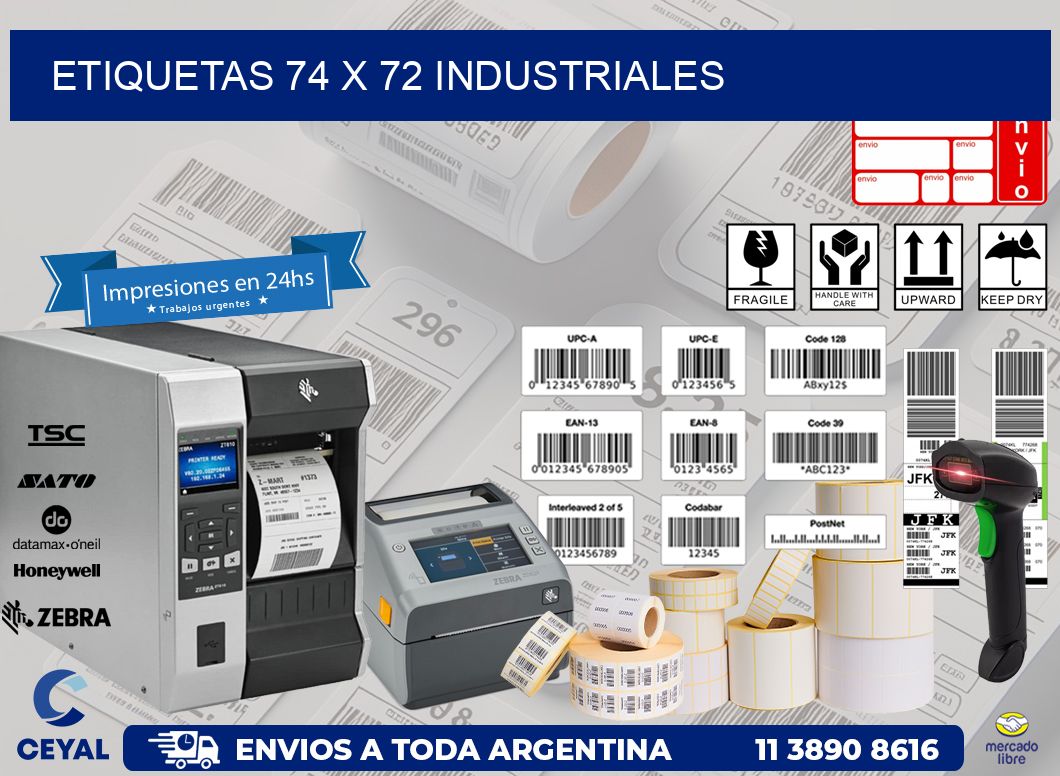 ETIQUETAS 74 x 72 INDUSTRIALES